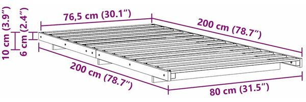 vidaXL Bettrahmen Braun 80 x 200 cm Massives Kiefernholz 873091 Bild 10