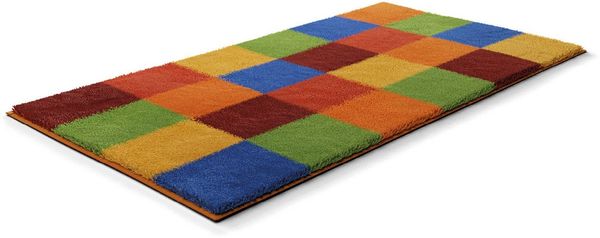 Grund Badematte BONA, Höhe 20 mm, fußbodenheizungsgeeignet, Polyester, rechteckig, rutschhemmender Rücken, kariert, flauschig, weich