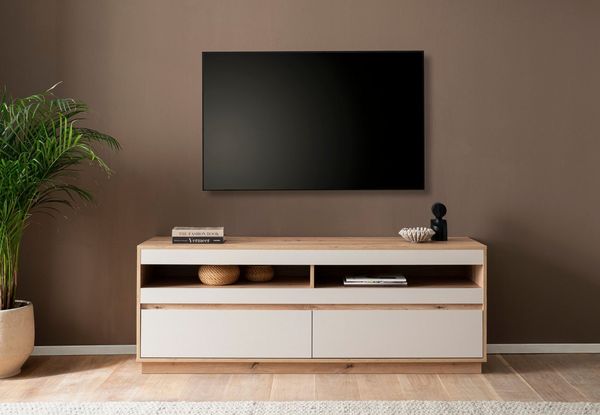Home affaire Lowboard Sonora, moderner TV-Unterschrank, Kommode in Eiche Artisan, TV-Schrank, filigrane Rahmenoptik, ausreichend Stauraum, vielseitig einsetzbar