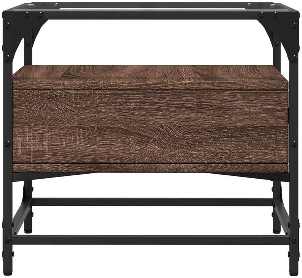 vidaXL Couchtisch mit Glasplatte Braun Eichen-Optik 50x50x45 cm Stahl 846053 Bild 5