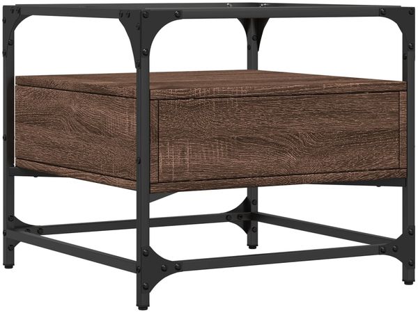 vidaXL Couchtisch mit Glasplatte Braun Eichen-Optik 50x50x45 cm Stahl 846053 Bild 6