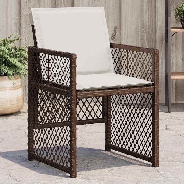 vidaXL Gartenstühle mit Kissen 4 Stk. Braun Poly Rattan 364952