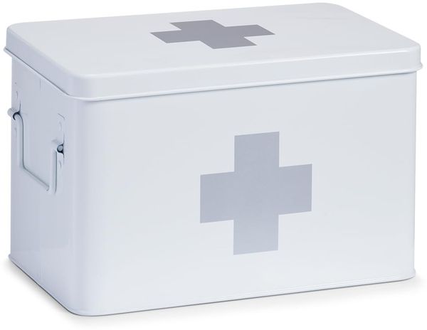 Zeller 18119 Medizin-box, Metall/L 32 x 19.5 x 20 cm, weiß