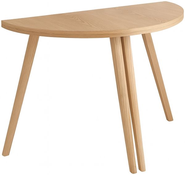 Ragaba halbrunder ausziehbarer Esstisch,  Esche & MDF Eschenholzfurnier, 120x60 cm, Naturfinish