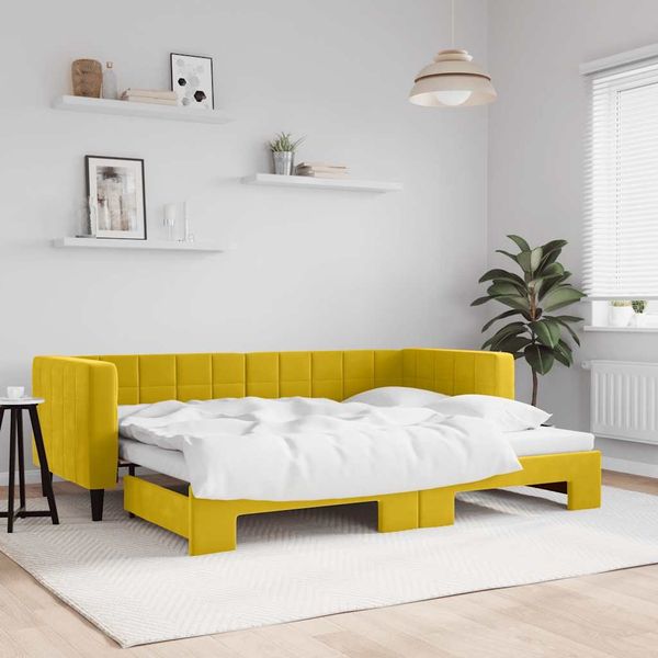 vidaXL Tagesbett Ausziehbar Gelb 80x200 cm Samt 3196689