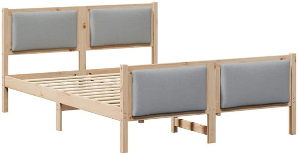 vidaXL Bettrahmen mit Kopfteil Hellgrau 135 x 190 cm Stoff 878339 Bild 3