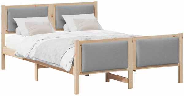 vidaXL Bettrahmen mit Kopfteil Hellgrau 135 x 190 cm Stoff 878339 Bild 2