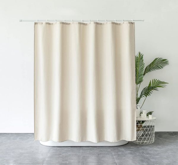 M&W DAS DESIGN Duschvorhang Shower curtains Anti schimmel Waschbar Mit gewicht Schwer Leinen beige Breite 200 cm