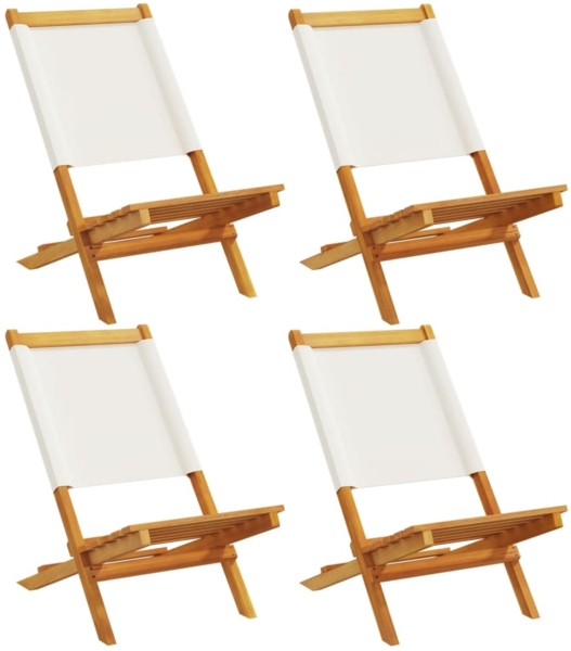 vidaXL Gartenstühle 4 Stk. Klappbar Cremeweiß Stoff und Massivholz 3214637