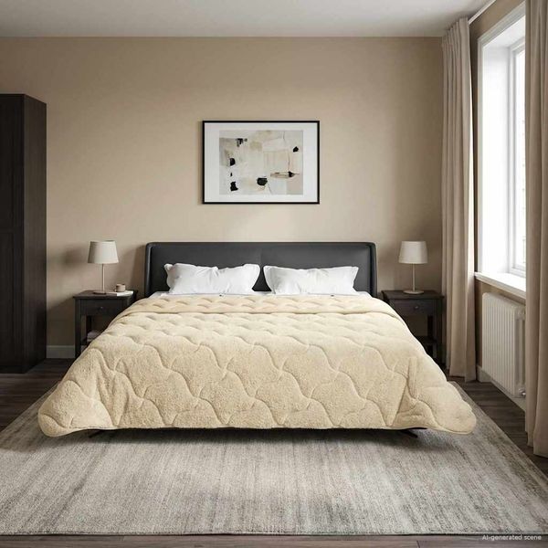 vidaXL Winterbettdecke Creme 200 x 200 cm Mikrofaser und Teddy-Fleece 42026364