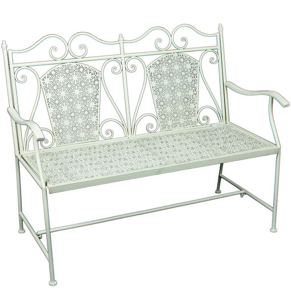 Gartenbank SIGURD - 120cm Breit, Stahl, Weiß | Terrassenbank Wetterfest Sitzbank Outdoor Bank