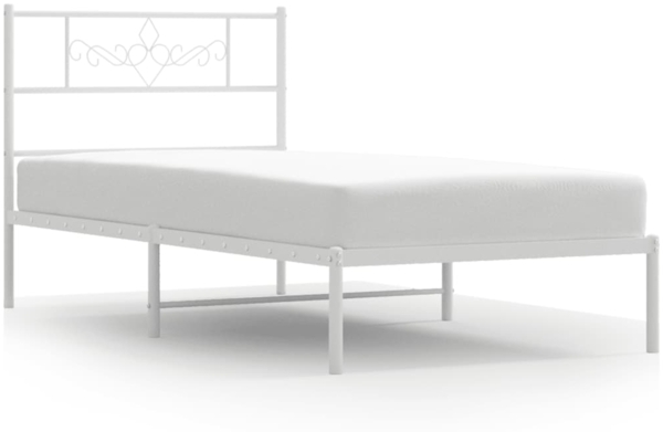 vidaXL Bettgestell mit Kopfteil Metall Weiß 100x190 cm 355310