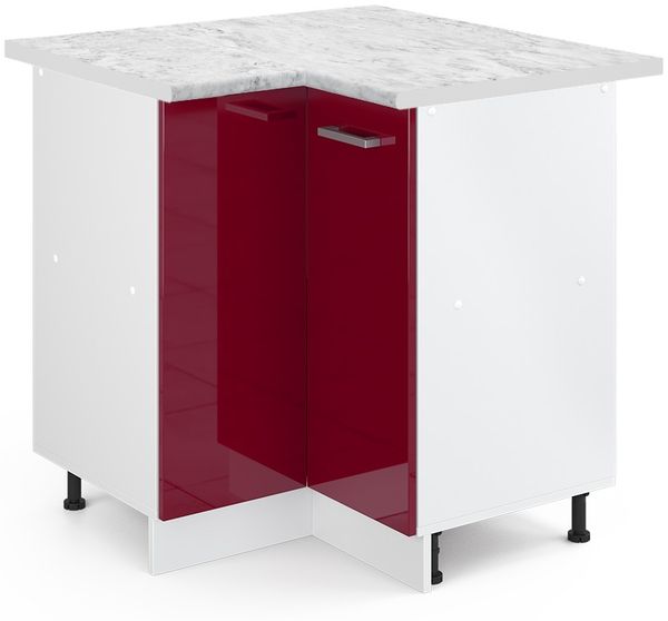 Eckunterschrank R-Line Rot Hochglanz 75.6 cm , AP Marmor Vicco