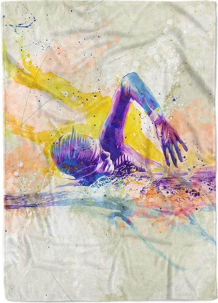 Sinus Art Handtücher SplashArt Sport Handtuch Strandhandtuch Saunatuch Kuscheldecke Kunstvoll Schwimmen III Sp, Baumwolle-Polyester-Mix (1-St), Handtuch