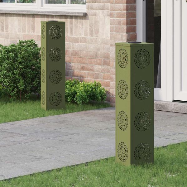vidaXL Solar LED Weg Licht 2 pcs Olive Grün Kalt gewalzter Stahl 879789