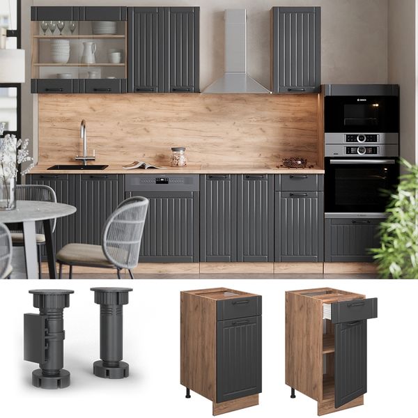 Küchenunterschrank Fame-Line Dunkelgrau 40 cm ohne Arbeitsplatte Vicco Bild 3