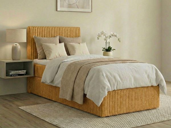 Boxspringbett RALF 160 x 200 cm mit Bettkasten, Topper und gepolstertem Kopfteil. Farbe: Braun, Härtegraden: H4 , Topper: T25-Topper