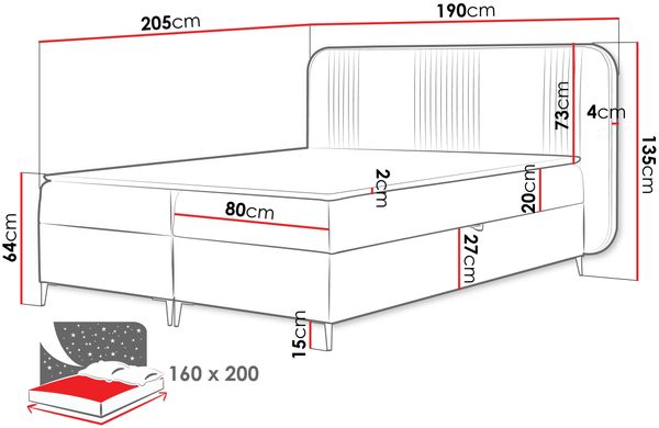 Boxspringbett Farik (Farbe: Magic Velvet 2216, Größe: 160 x 200) Bild 7