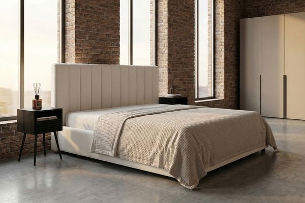 KAWOLA Bett CATTURA Polsterbett Velvet creme 200x200cm mit Lattenrost