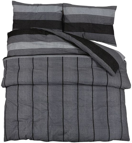 vidaXL Bettwäsche-Set, Baumwolle dunkelgrau, 240x220 cm Bild 2