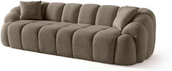 Stilvolles 4-Sitzer-Sofa, braun, 268 cm | Robustes Gestell aus Hainbuche, pflegeleichtes Polyester, tragbare Kissen | Ideal für Wohnzimmer