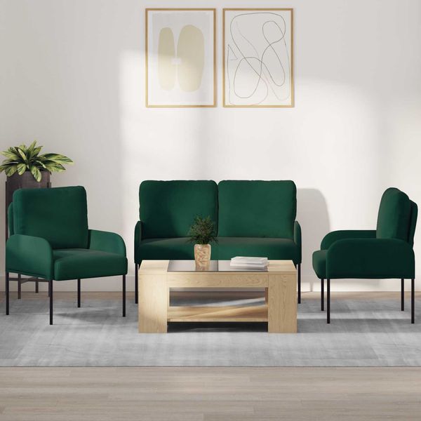 vidaXL Sofagarnituren 3 pcs Dunkelgrün 115 x 56 x 80 cm Sperrholz 3406219