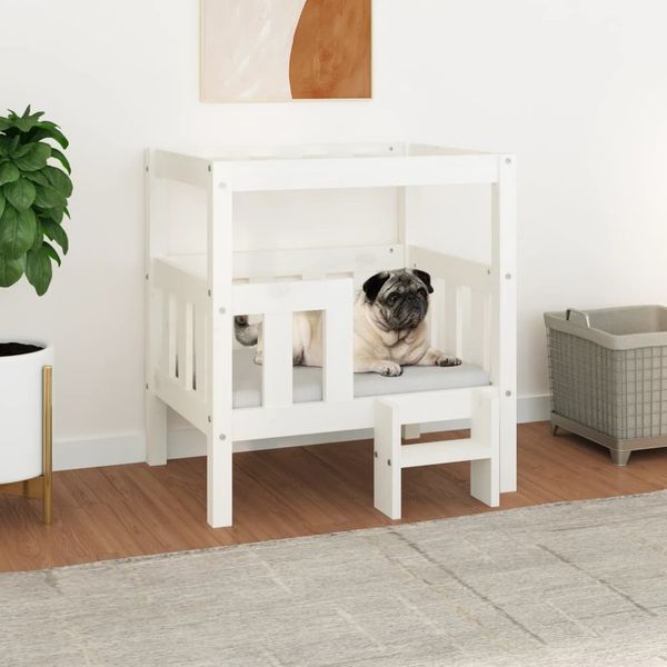 vidaXL Hundebett Weiß 65,5x50,5x70 cm Massivholz Kiefer 822373