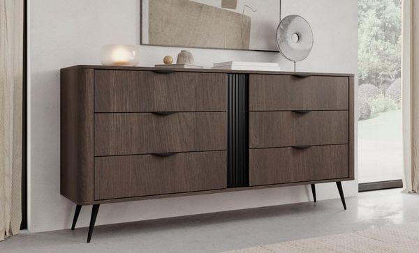 Compleo Schubkastenkommode eiche dunin, Kommode japandi mit 6 Schubladen
