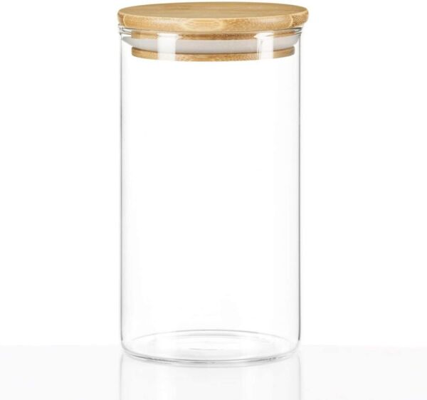 Dimono Vorratsglas DIMONO Vorratsglas mit Bambusdeckel – Borosilikatglas Aufbewahrung, Borosilikatglas, (Glasbehälter), Aufbewahrungsglas