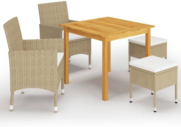 vidaXL 5-tlg. Garten-Essgruppe Beige 3067685