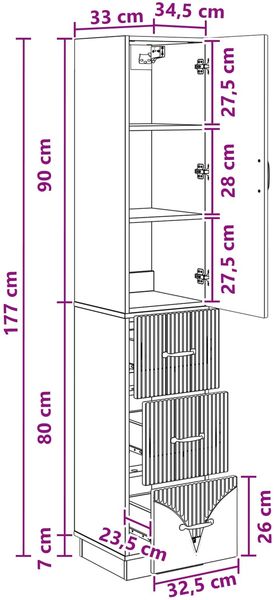 vidaXL Schrankset 2 pcs Grau Sonoma 33 x 34,5 x 87 cm Holzwerkstoff 3416814 Bild 8
