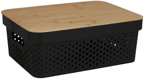Aufbewahrungsbox mit Bambusdeckel 11L Aufbewahrungskiste Allzweckbox Dekoration