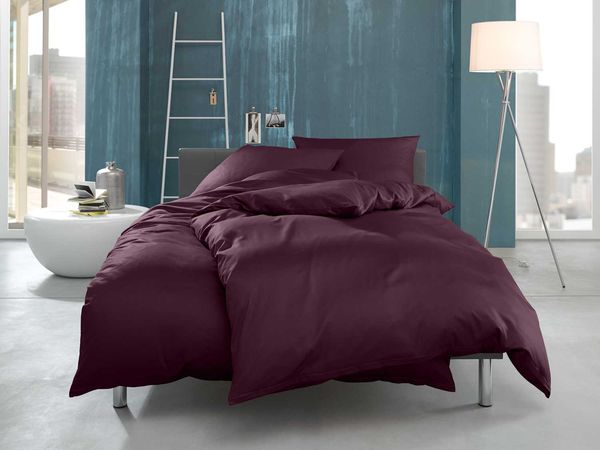Mako Interlock Jersey Bettwäsche "Ina" uni/einfarbig brombeer Garnitur 155x220 + 80x80
