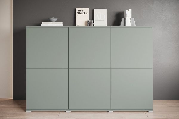 OTTO home Highboard Kenia, moderne grifflose Hochkommode mit 6 Türen, Breite 180 cm (1 St), Push-to-Open-Fronten, höhenverstellbaren Einlegeböden
