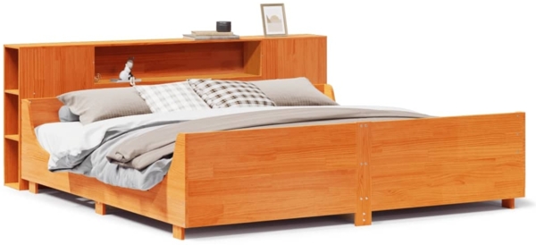 vidaXL Massivholzbett ohne Matratze Wachsbraun 200x200 Kiefernholz 3323757
