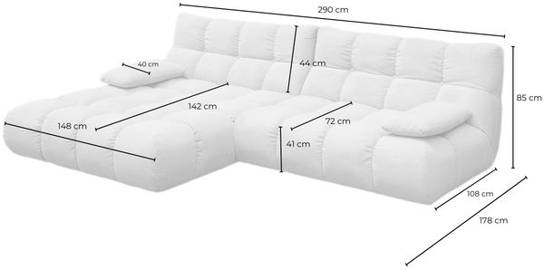 KAWOLA Sofa VIVIEN Ecksofa Velvet schwarz Longchair links 85 x 178 x 290 cm Bild 8