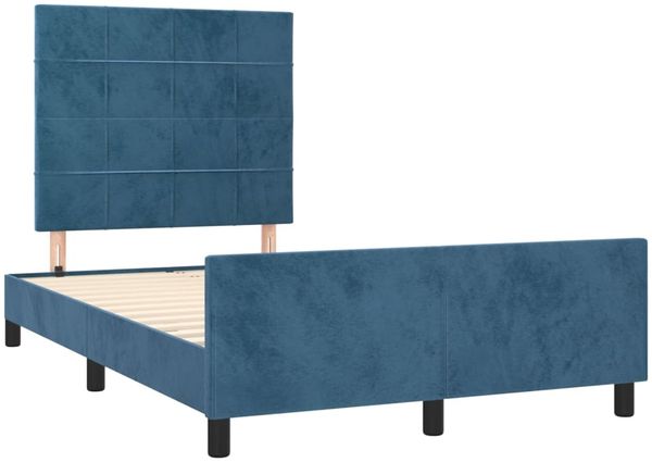 vidaXL Bettgestell mit Kopfteil Dunkelblau 120x200 cm Samt [3125749] Bild 4