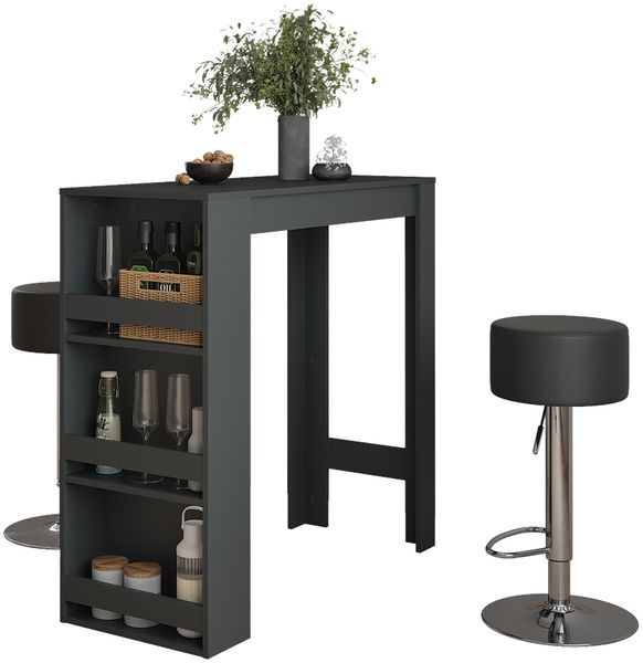 Bartisch-Set Repose Anthrazit 45 x 110 cm mit 2 Barhockern Vicco Bild 6