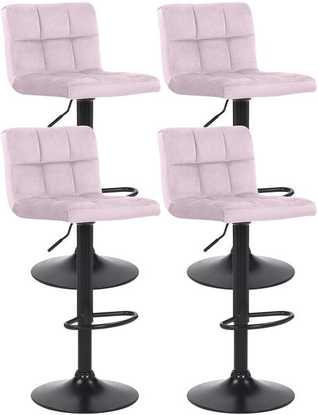 4er Set Barhocker RIVAN - Samt Rosa 40x40x85 cm | Barstuhl Mit Lehne Drehbar Tresenhocker Tresenstuhl Kneipenhocker Kneipenstuhl