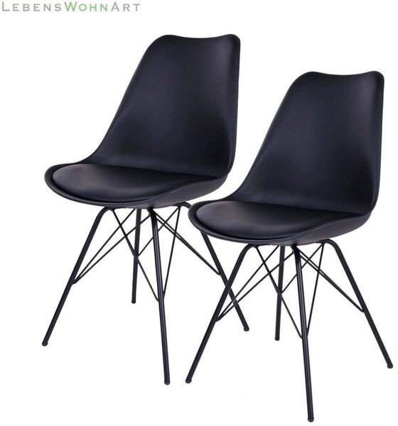 Klassiker Stuhl SCANDINAVIA (2er Set) schwarz/schwarz