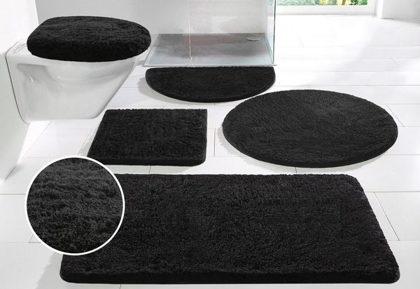 OTTO home Badematte Merida, Badvorleger, Badezimmer Teppich, Höhe 32 mm, rutschhemmend beschichtet, schnell trocknend, strapazierfähig, fußbodenheizungsgeeignet, Kunstfaser, rechteckig, Badteppich, Uni Farben, rechteckig, rund & als 2-tlg. Set erhältlich