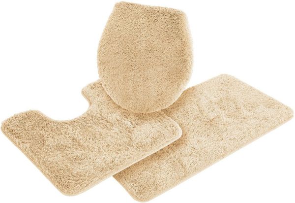 Bruno Banani Badematte Lana, Badvorleger, Badezimmer Teppich, rutschhemmend beschichtet, schnell trocknend, strapazierfähig, fußbodenheizungsgeeignet, Polyacryl, rechteckig, 3-tlg. Stand-WC Set, Badteppich, Badematten, unifarben, auch als 3 teiliges Se...