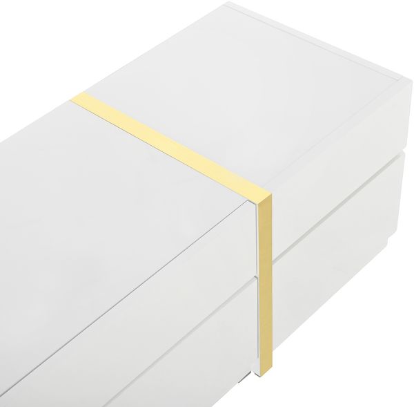 TV-Schrank 180x40x38 cm in Weiß Hochglanz, 4 Schubladen, 2 Türen, goldfarbene Details Bild 10