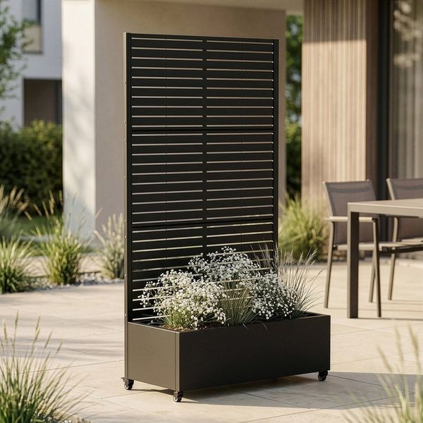 casa. pro Blumenkasten, »Nodepp« mit Sichtschutz 4 Rollen 190 x 82 x 38 cm Stahl Schwarz