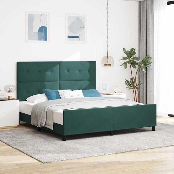 vidaXL Boxspringbett mit Kopfteil Dunkelgrün 180 x 200 cm Samt 3344960