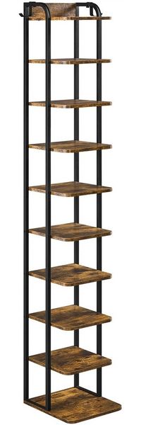 Yaheetech Schuhregal Schmaler Schuhschrank im Vintage-Stil mit Metallkonstruktion, Schuh-Organizer mit 8 Ebenen 30 cm L × 26,5 cm B × 128 cm H
