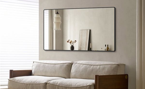 Hopibath Wandspiegel 120x70cm Wandspiegel für Wohnzimmer Schlafzimmer Extra groß (Spiegel mit Alurahmen, 5mm Glas), 4 Installationsmethoden