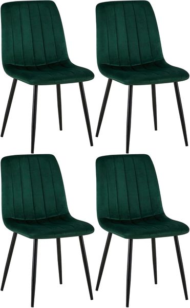 4er Set Stühle LENZ Samt - 88x45x53cm, grün, Metall Gestell Stühle Esszimmerstühle Stuhl Esszimmer Esstisch Stühle Küchenstuhl
