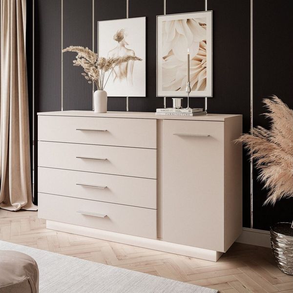Lookway Kommode LINA KASCHMIR II 1D4S mit LED Beleuchtung, Breite 138 cm