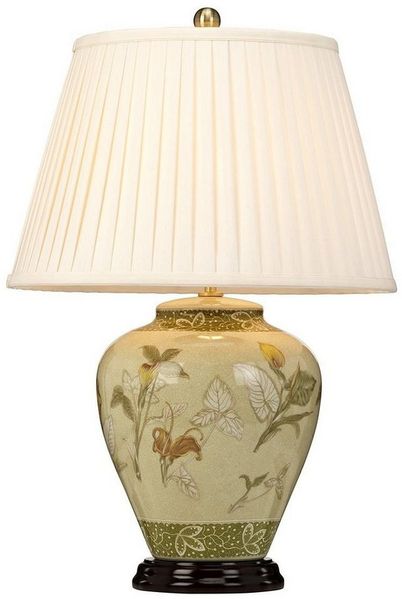 Licht-Erlebnisse Nachttischlampe SINDRU, ohne Leuchtmittel, Nachttischleuchte 62 cm Weiß Messing Stoff Keramik E27 Klassisch